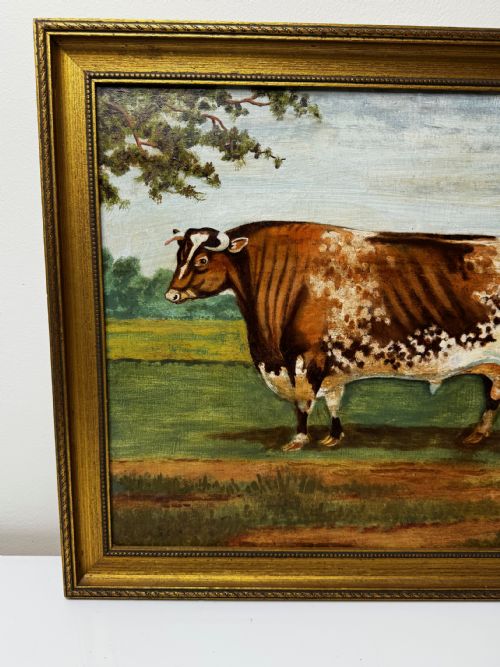 19TH CENTURY OIL PAINTING PRIZED SHORTHORN BULL - ADDITIONAL PHOTO 2