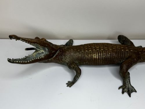 BRONZE CROCODILE FOUNTAIN HEAD GARDEN SPOUT SCULPTURE - ADDITIONAL PHOTO 5