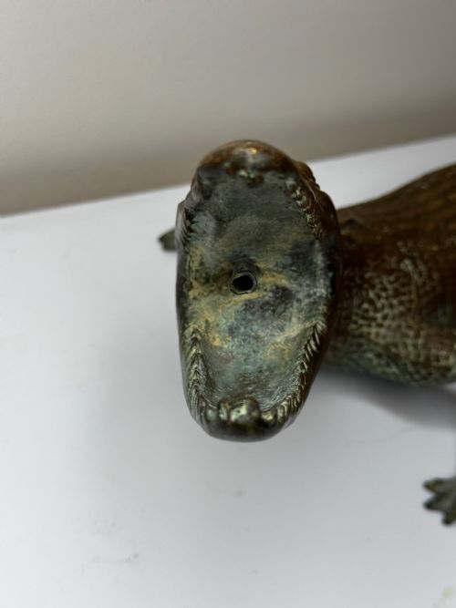 BRONZE CROCODILE FOUNTAIN HEAD GARDEN SPOUT SCULPTURE - ADDITIONAL PHOTO 8