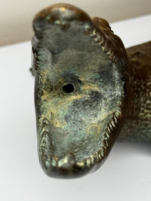 BRONZE CROCODILE FOUNTAIN HEAD GARDEN SPOUT SCULPTURE - ADDITIONAL PHOTO 9