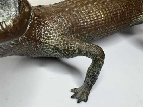 BRONZE CROCODILE FOUNTAIN HEAD GARDEN SPOUT SCULPTURE - ADDITIONAL PHOTO 13