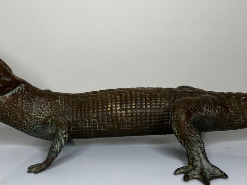BRONZE CROCODILE FOUNTAIN HEAD GARDEN SPOUT SCULPTURE - ADDITIONAL PHOTO 16