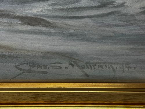 PAINTING SHIP WRECK HIGH TIDE OFF TREBARWITH STRAND BY CHARLES SIM MOTTRAM RBA - ADDITIONAL PHOTO 2