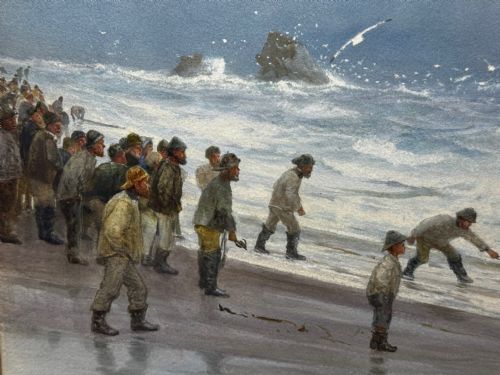 PAINTING SHIP WRECK HIGH TIDE OFF TREBARWITH STRAND BY CHARLES SIM MOTTRAM RBA - ADDITIONAL PHOTO 25