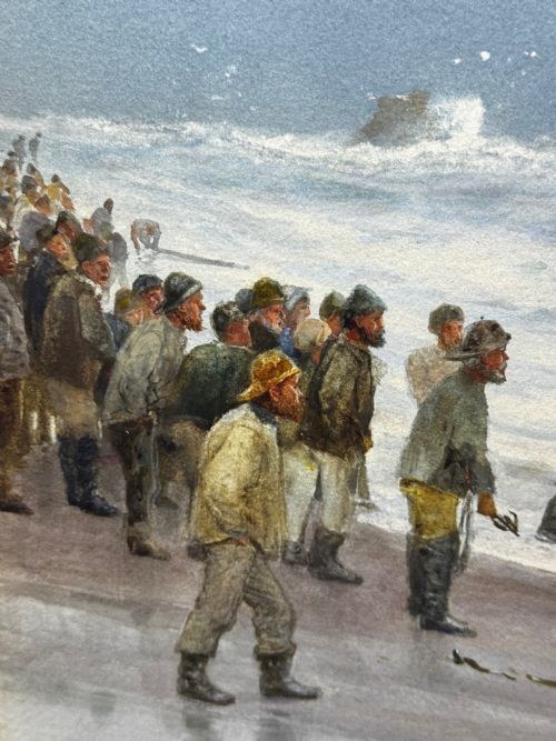 PAINTING SHIP WRECK HIGH TIDE OFF TREBARWITH STRAND BY CHARLES SIM MOTTRAM RBA - ADDITIONAL PHOTO 26