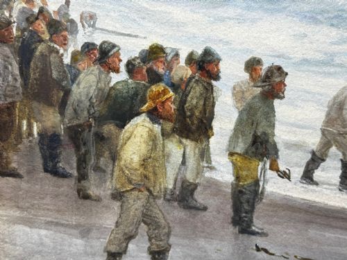 PAINTING SHIP WRECK HIGH TIDE OFF TREBARWITH STRAND BY CHARLES SIM MOTTRAM RBA - ADDITIONAL PHOTO 27