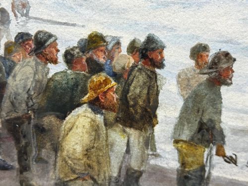 PAINTING SHIP WRECK HIGH TIDE OFF TREBARWITH STRAND BY CHARLES SIM MOTTRAM RBA - ADDITIONAL PHOTO 29