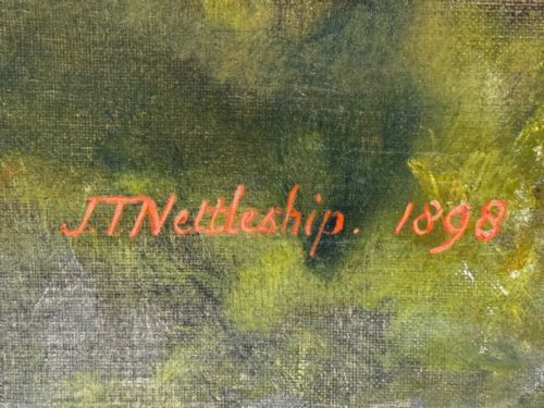 VICTORIAN OIL PORTRAIT OF A ROUGH COLLIE BY JOHN TRIVETT NETTLESHIP - ADDITIONAL PHOTO 2
