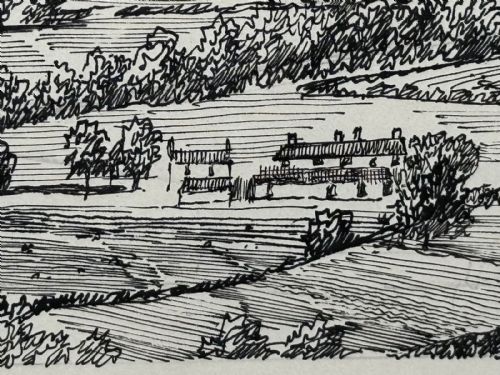 LOW FELL FROM LANTHWAITE HILL ORIGINAL PENANDINK LANDSCAPE DRAWING - ADDITIONAL PHOTO 7