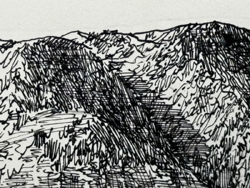 LOW FELL FROM LANTHWAITE HILL ORIGINAL PENANDINK LANDSCAPE DRAWING - ADDITIONAL PHOTO 9