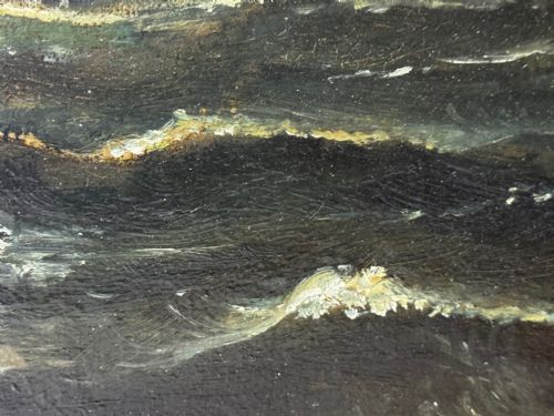 ANTIQUE MARINE OIL PAINTING OLD IRONSIDES USS CONSTITUTION CAPTURES HMS CYANE HMS LEVANT - ADDITIONAL PHOTO 16