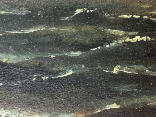 ANTIQUE MARINE OIL PAINTING OLD IRONSIDES USS CONSTITUTION CAPTURES HMS CYANE HMS LEVANT - ADDITIONAL PHOTO 17