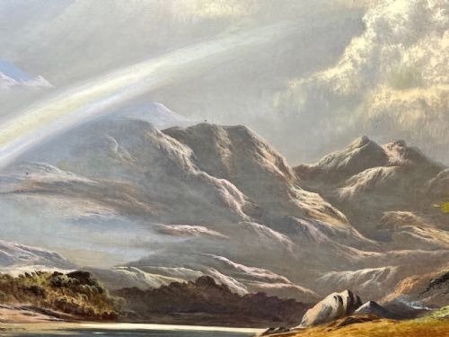 VICTORIAN OIL LANDSCAPE A SUMMER SHOWER PASSING OVER THE SNOWDON RANGE C1878 BY CHARLES LESLIE - ADDITIONAL PHOTO 3