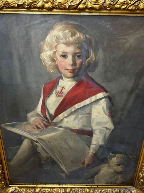 ANTIQUE SCOTTISH OIL PORTRAIT OF A GIRL READING SIGNED DAVID ALISON RSA - ADDITIONAL PHOTO 1