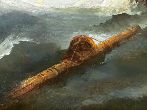 19TH CENTURY MARINE OIL PAINTING SHIPWRECK RESCUE SEASCAPE WILLIAM HENRY WILLIAMSON WHITBY ABBEY COAST ANTIQUE GILT FRAMED NAUTICAL ART - ADDITIONAL PHOTO 5