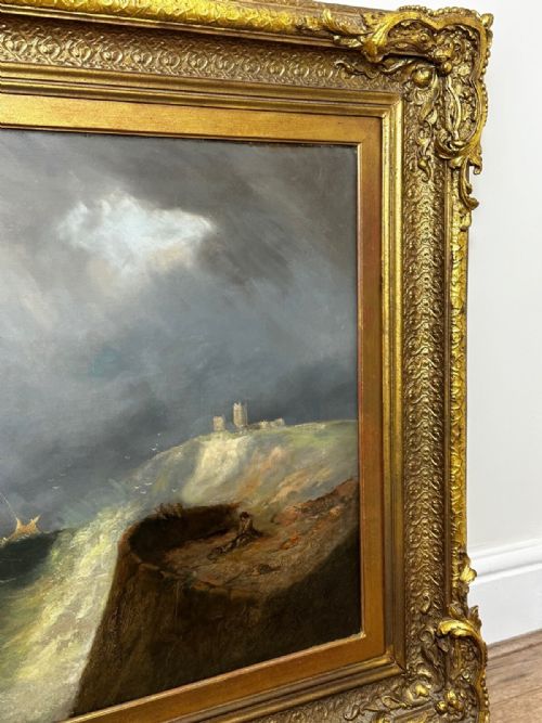 19TH CENTURY MARINE OIL PAINTING SHIPWRECK RESCUE SEASCAPE WILLIAM HENRY WILLIAMSON WHITBY ABBEY COAST ANTIQUE GILT FRAMED NAUTICAL ART - ADDITIONAL PHOTO 7