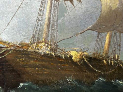 19TH CENTURY MARINE OIL PAINTING SHIPWRECK RESCUE SEASCAPE WILLIAM HENRY WILLIAMSON WHITBY ABBEY COAST ANTIQUE GILT FRAMED NAUTICAL ART - ADDITIONAL PHOTO 12