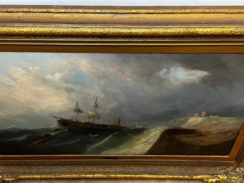 19TH CENTURY MARINE OIL PAINTING SHIPWRECK RESCUE SEASCAPE WILLIAM HENRY WILLIAMSON WHITBY ABBEY COAST ANTIQUE GILT FRAMED NAUTICAL ART - ADDITIONAL PHOTO 13