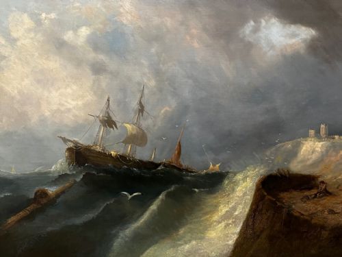 19TH CENTURY MARINE OIL PAINTING SHIPWRECK RESCUE SEASCAPE WILLIAM HENRY WILLIAMSON WHITBY ABBEY COAST ANTIQUE GILT FRAMED NAUTICAL ART - ADDITIONAL PHOTO 19