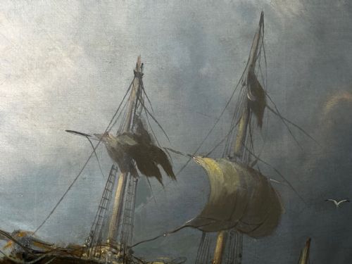 19TH CENTURY MARINE OIL PAINTING SHIPWRECK RESCUE SEASCAPE WILLIAM HENRY WILLIAMSON WHITBY ABBEY COAST ANTIQUE GILT FRAMED NAUTICAL ART - ADDITIONAL PHOTO 21