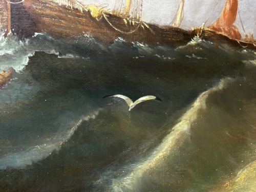 19TH CENTURY MARINE OIL PAINTING SHIPWRECK RESCUE SEASCAPE WILLIAM HENRY WILLIAMSON WHITBY ABBEY COAST ANTIQUE GILT FRAMED NAUTICAL ART - ADDITIONAL PHOTO 22