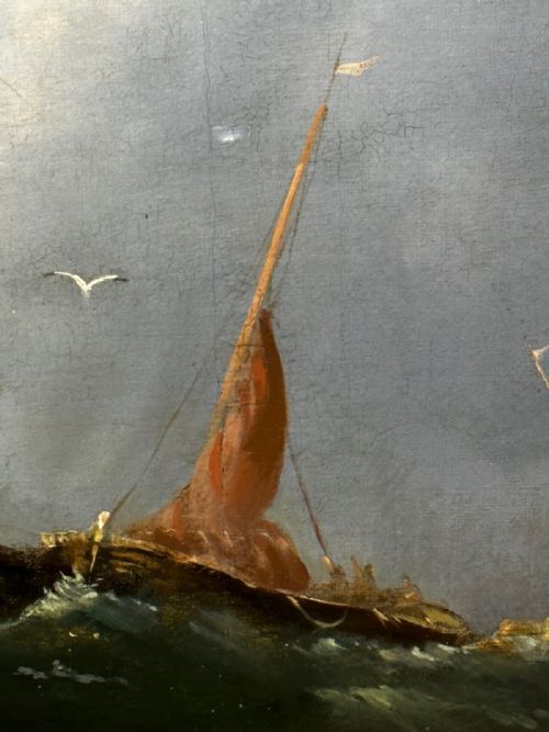19TH CENTURY MARINE OIL PAINTING SHIPWRECK RESCUE SEASCAPE WILLIAM HENRY WILLIAMSON WHITBY ABBEY COAST ANTIQUE GILT FRAMED NAUTICAL ART - ADDITIONAL PHOTO 23