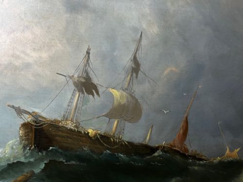 19TH CENTURY MARINE OIL PAINTING SHIPWRECK RESCUE SEASCAPE WILLIAM HENRY WILLIAMSON WHITBY ABBEY COAST ANTIQUE GILT FRAMED NAUTICAL ART - ADDITIONAL PHOTO 24