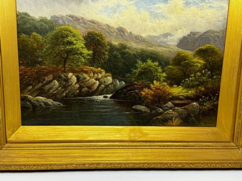 ANTIQUE VICTORIAN OIL PAINTING RIVER CONWY NORTH WALES THOMAS SPINKS C1890 - ADDITIONAL PHOTO 1