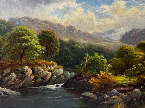ANTIQUE VICTORIAN OIL PAINTING RIVER CONWY NORTH WALES THOMAS SPINKS C1890 - ADDITIONAL PHOTO 4