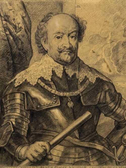ANTIQUE OLD MASTER DRAWING JOHN VIII COUNT OF NASSAU AFTER VAN DYCK - ADDITIONAL PHOTO 9