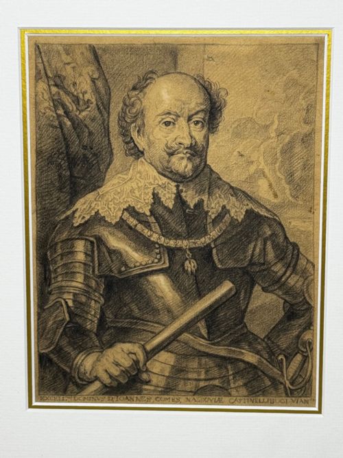 ANTIQUE OLD MASTER DRAWING JOHN VIII COUNT OF NASSAU AFTER VAN DYCK - ADDITIONAL PHOTO 10