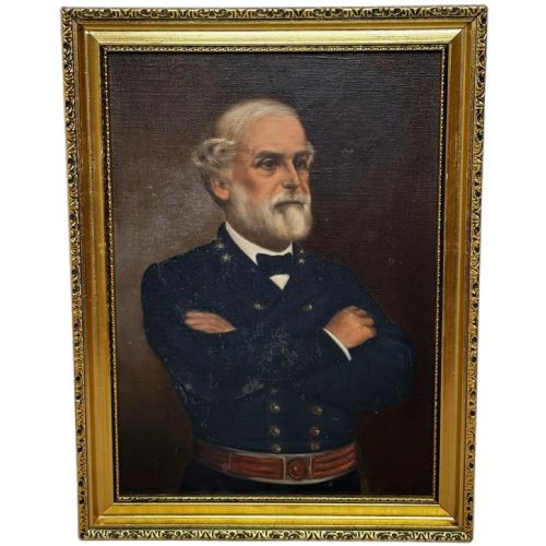 oil painting of general robert e lee in confederate uniform - CATEGORY: ANTIQUE ART - DATED 1950