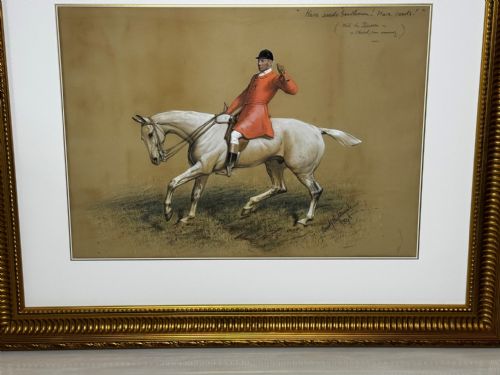 PAINTING THE QUORN HUNT TOM FIRR UP GREY HORSE SIGNED BASIL NIGHTINGALE - ADDITIONAL PHOTO 1