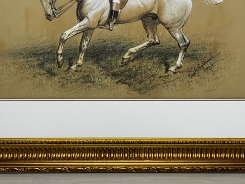 PAINTING THE QUORN HUNT TOM FIRR UP GREY HORSE SIGNED BASIL NIGHTINGALE - ADDITIONAL PHOTO 2