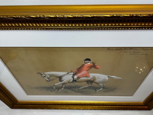 PAINTING THE QUORN HUNT TOM FIRR UP GREY HORSE SIGNED BASIL NIGHTINGALE - ADDITIONAL PHOTO 6