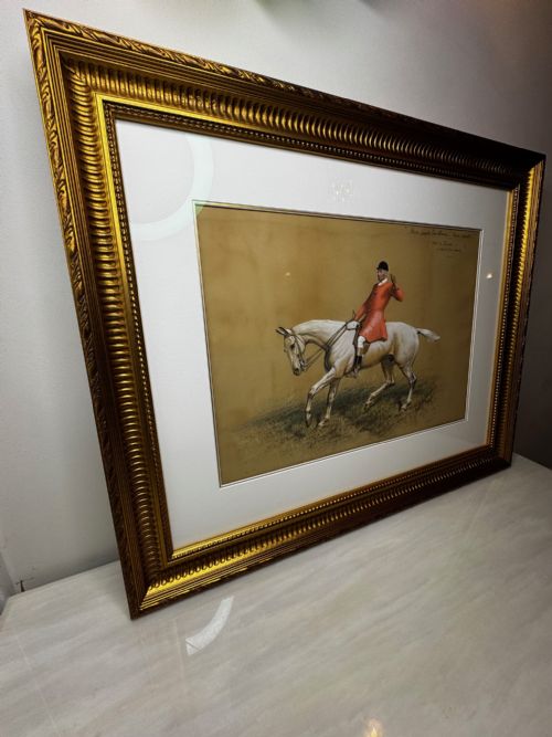 PAINTING THE QUORN HUNT TOM FIRR UP GREY HORSE SIGNED BASIL NIGHTINGALE - ADDITIONAL PHOTO 8