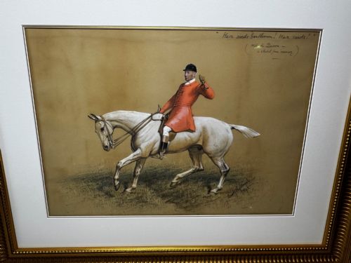 PAINTING THE QUORN HUNT TOM FIRR UP GREY HORSE SIGNED BASIL NIGHTINGALE - ADDITIONAL PHOTO 10