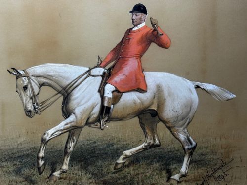 PAINTING THE QUORN HUNT TOM FIRR UP GREY HORSE SIGNED BASIL NIGHTINGALE - ADDITIONAL PHOTO 18