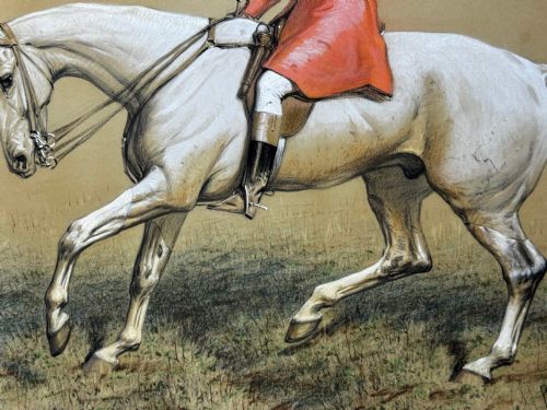 PAINTING THE QUORN HUNT TOM FIRR UP GREY HORSE SIGNED BASIL NIGHTINGALE - ADDITIONAL PHOTO 19