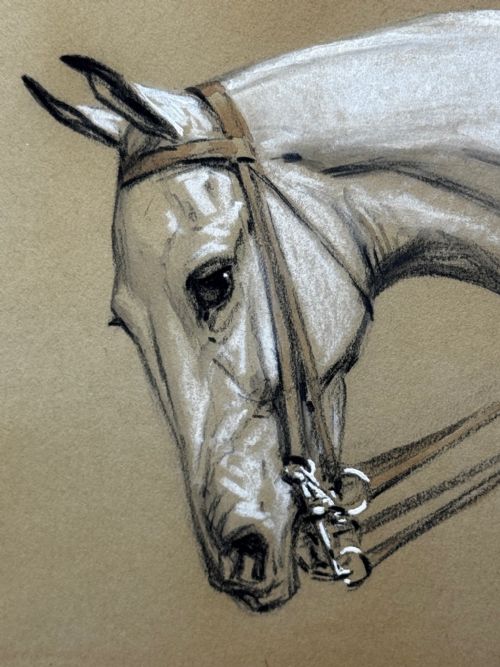 PAINTING THE QUORN HUNT TOM FIRR UP GREY HORSE SIGNED BASIL NIGHTINGALE - ADDITIONAL PHOTO 29