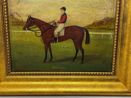 OIL PAINTING OF PERSIMMON WITH JOCKEY JACK WATTS ROYAL THOROUGHBRED OWNED BY KING EDWARD VII - ADDITIONAL PHOTO 1