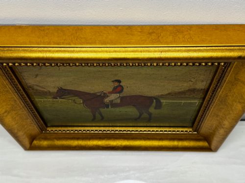 OIL PAINTING OF PERSIMMON WITH JOCKEY JACK WATTS ROYAL THOROUGHBRED OWNED BY KING EDWARD VII - ADDITIONAL PHOTO 2