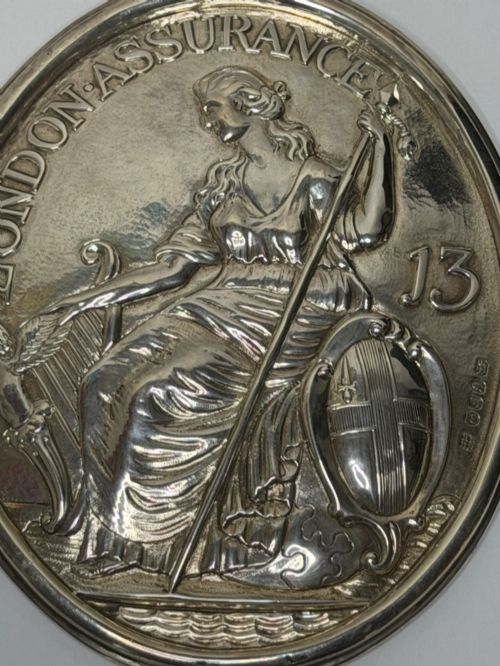 GEORGE III STERLING SILVER BRITANNIA PLAQUE LONDON ASSURANCE HENNELL LONDON C1801 - ADDITIONAL PHOTO 5