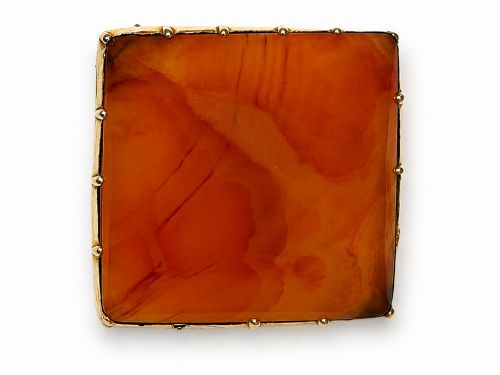 GEORGIAN CARNELIAN AGATE BROOCH IN 9CT GOLD SCOTTISH HARDSTONE JEWELLERY