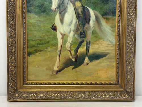 MID CENTURY OIL PORTRAIT PAINTING BUFFALO BILL ON GREY HORSE - ADDITIONAL PHOTO 1