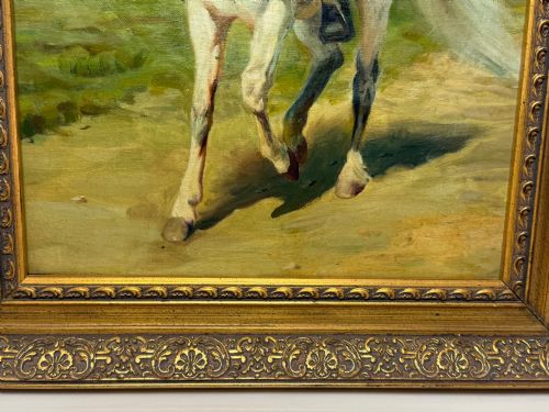 MID CENTURY OIL PORTRAIT PAINTING BUFFALO BILL ON GREY HORSE - ADDITIONAL PHOTO 6