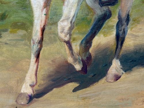 MID CENTURY OIL PORTRAIT PAINTING BUFFALO BILL ON GREY HORSE - ADDITIONAL PHOTO 11
