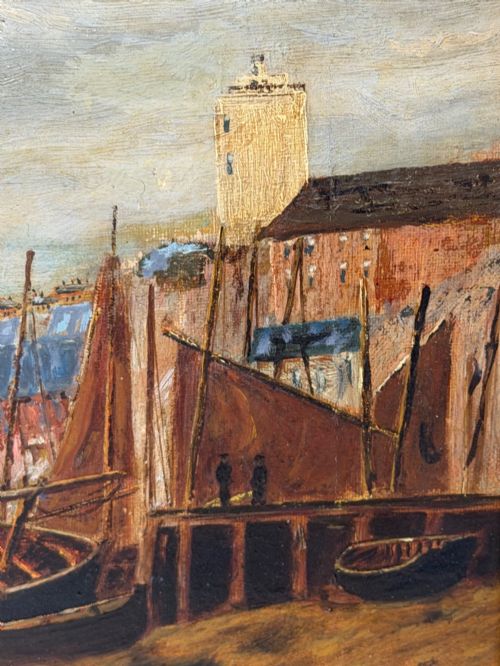 19TH CENTURY COASTAL OIL PAINTING OF NORTH SHIELDS HARBOUR RIVER TYNE OLD LOW LIGHT - ADDITIONAL PHOTO 7