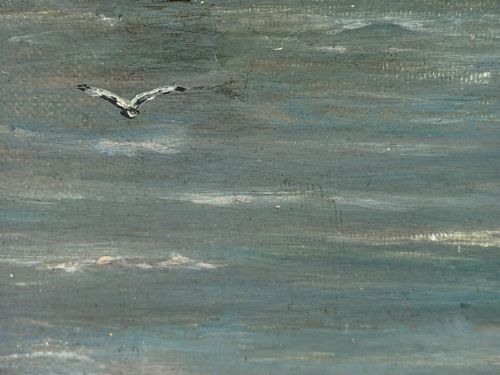 19TH CENTURY COASTAL OIL PAINTING OF NORTH SHIELDS HARBOUR RIVER TYNE OLD LOW LIGHT - ADDITIONAL PHOTO 9