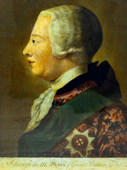 KING GEORGE III REVERSE PAINTED MEZZOTINT ENGRAVED BY RICHARD PURCELL LONDON - ADDITIONAL PHOTO 8